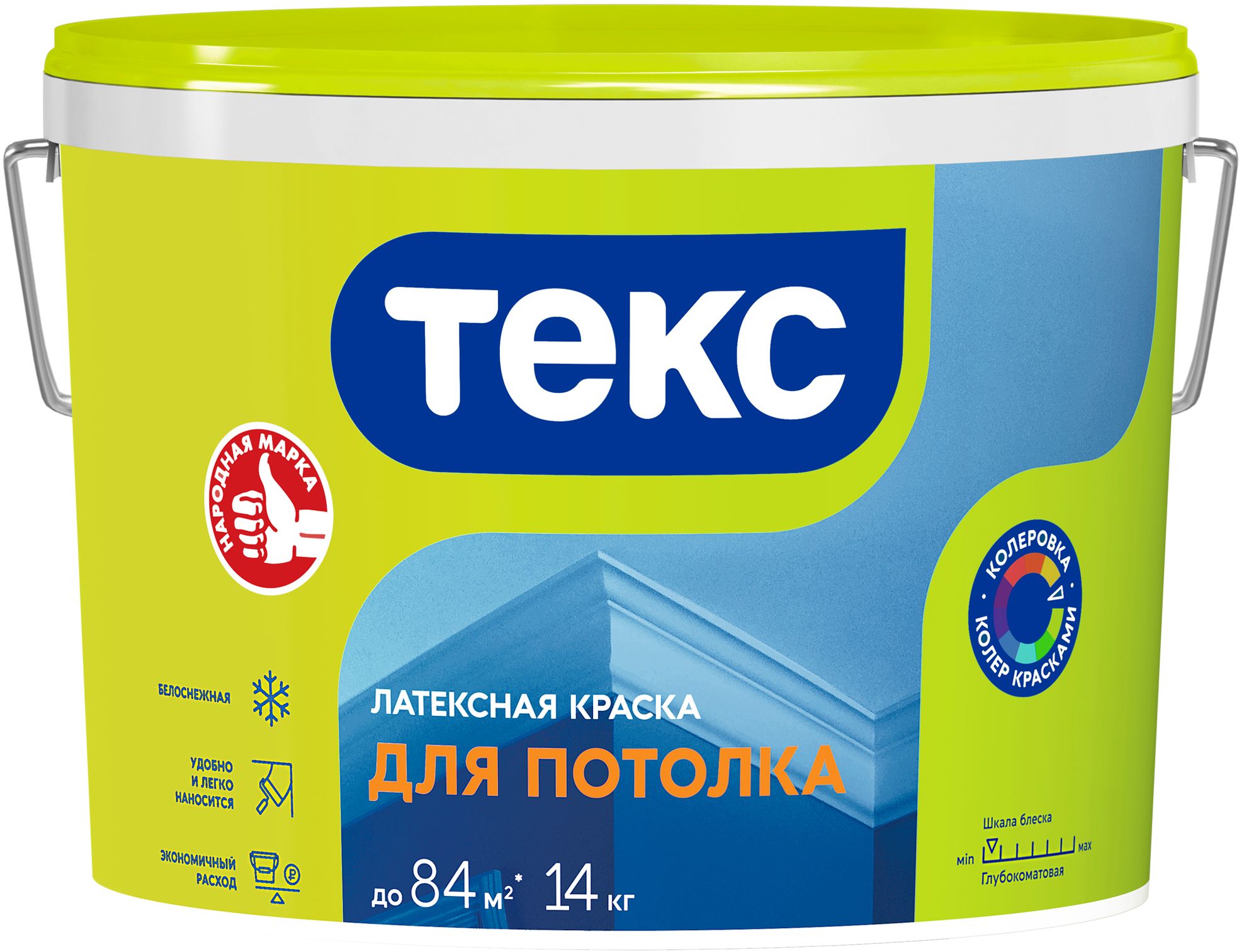 Изображение товара Краска интерьерная ТЕКС Универсал для потолков глубокоматовая 14 кг