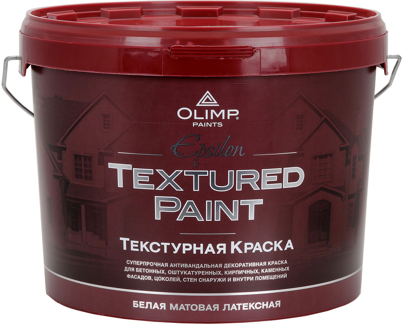 Изображение товара Фасадная краска OLIMP Эпсилон матовая белая 10 л для наружных и внутренних работ