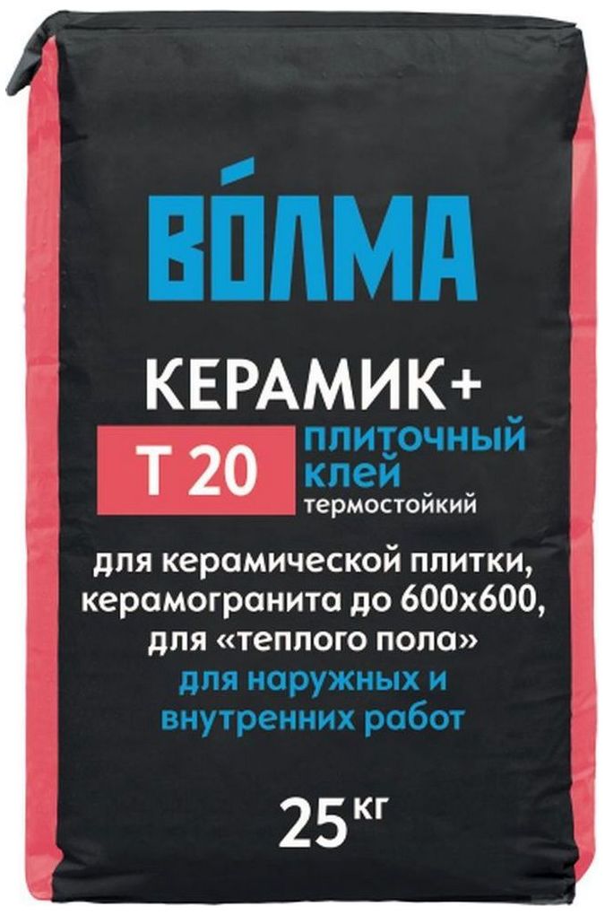 Изображение товара Плиточный клей цементный Волма Керамик+ Т20 25 кг