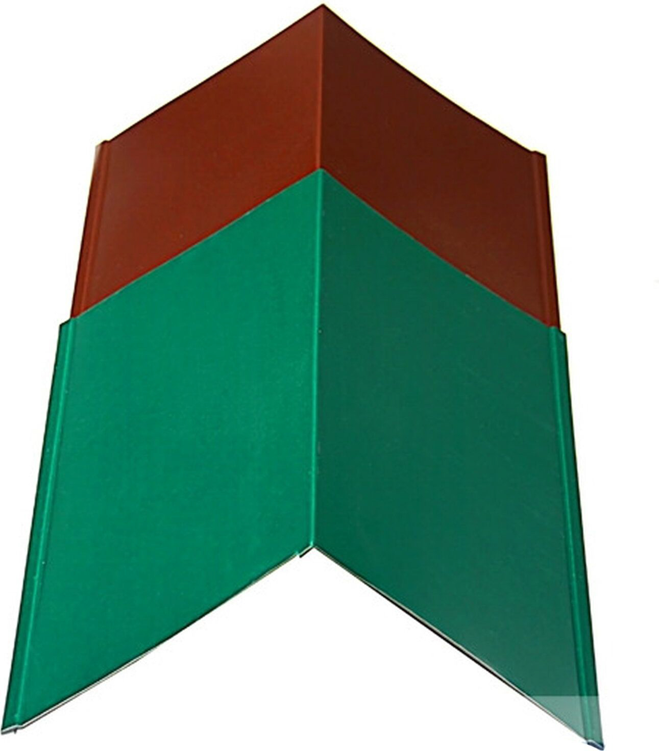 Изображение товара Конек Таврос зеленый 200х20х20 см для кровли из оцинкованной стали