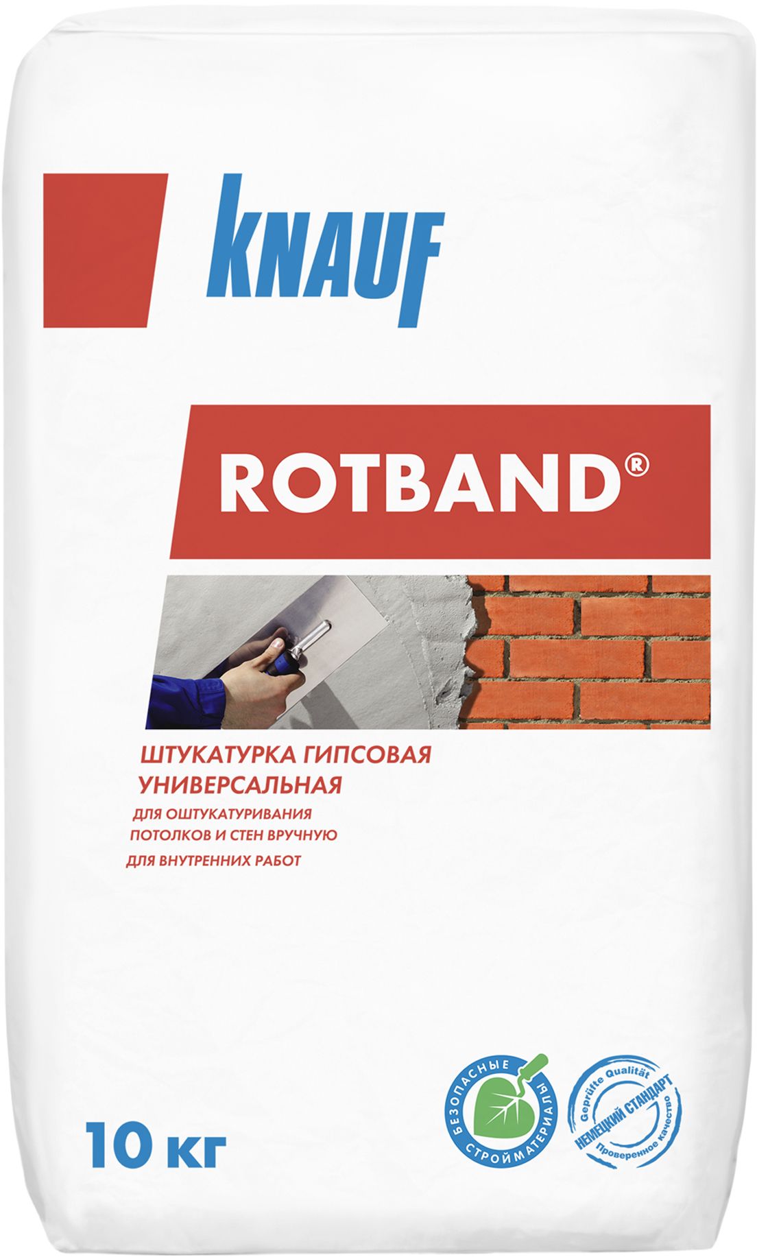 Изображение товара Штукатурка универсальная гипсовая KNAUF ROTBAND серая 10 кг