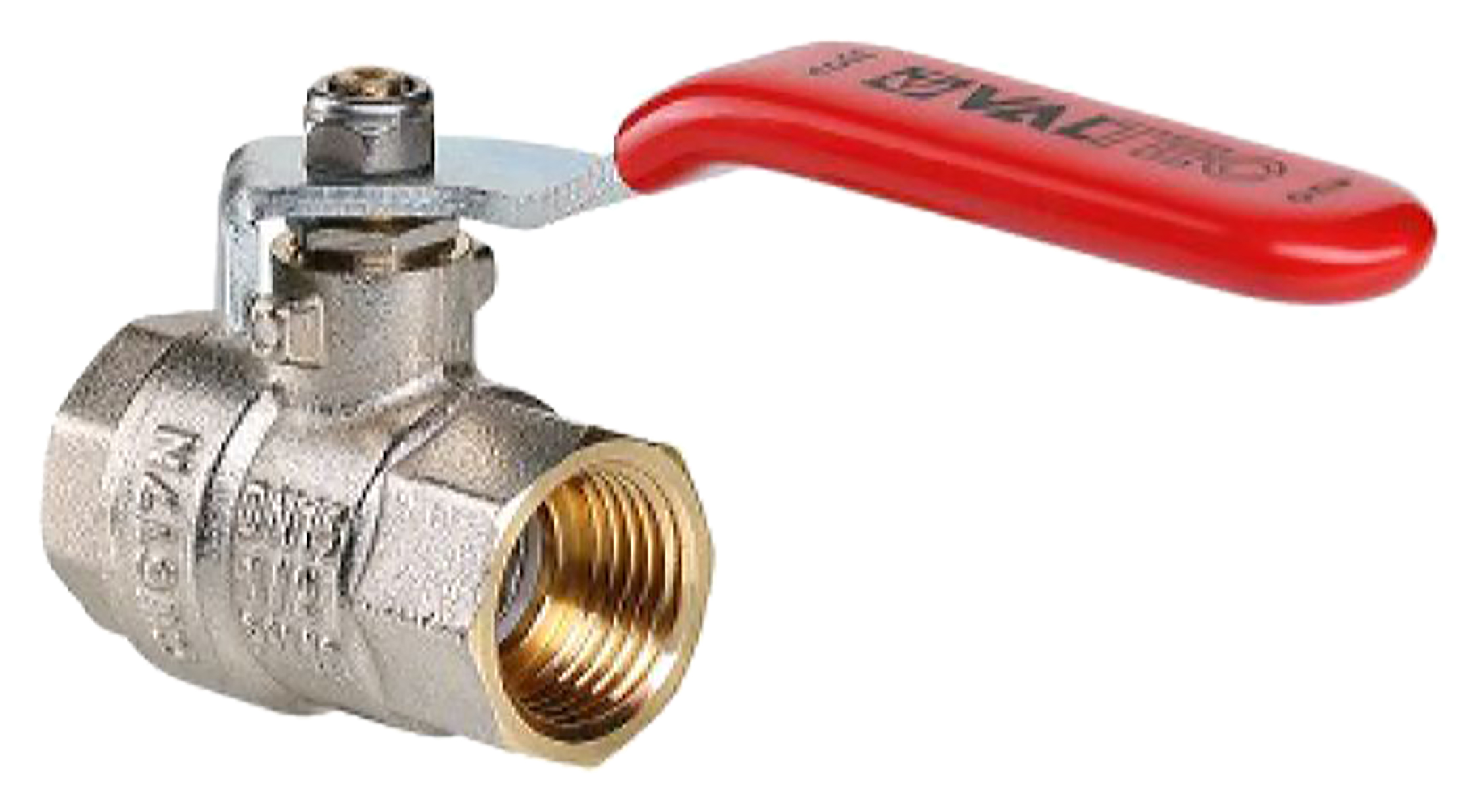 Изображение товара Кран шаровой латунный никелированный VALTEC Base 1/2"  с резьбой, ремонтопригодный