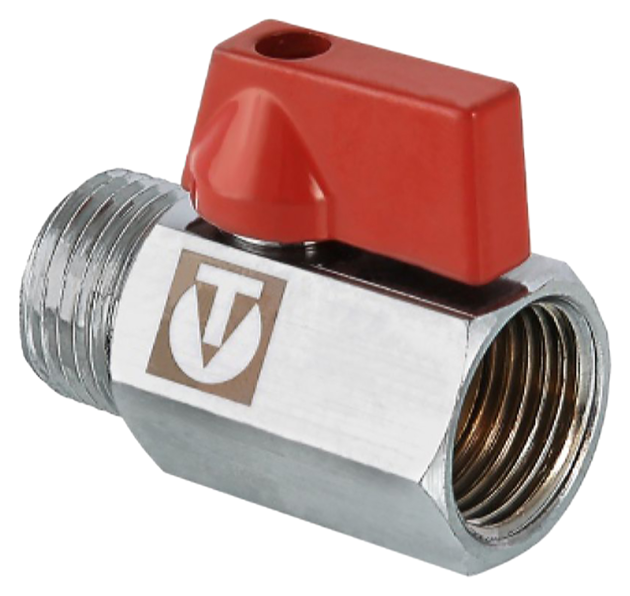 Изображение товара Кран шаровой латунь никелированный VALTEC мини 1/2" для водопровода