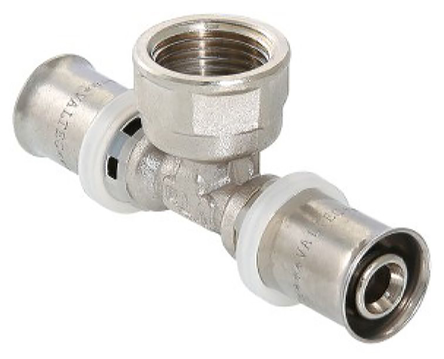 Изображение товара Тройник латунь никелированный VALTEC VTm.232.N 16 х 1/2" х 16 мм
