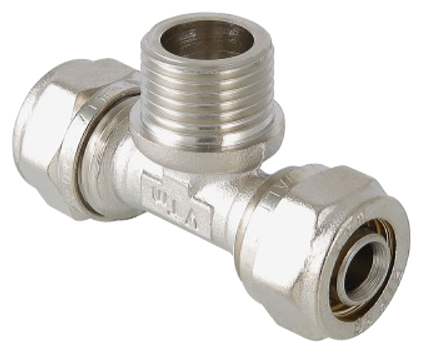 Изображение товара Тройник латунь никелированный VALTEC 1/2" х 20 мм