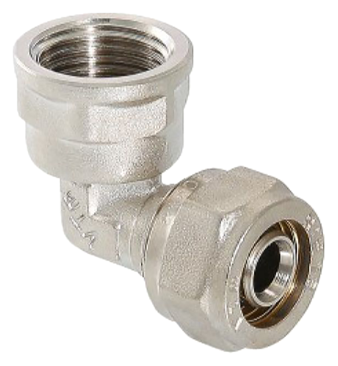 Изображение товара Угольник латунь никелированный VALTEC IV3521604 1/2" х 16 мм