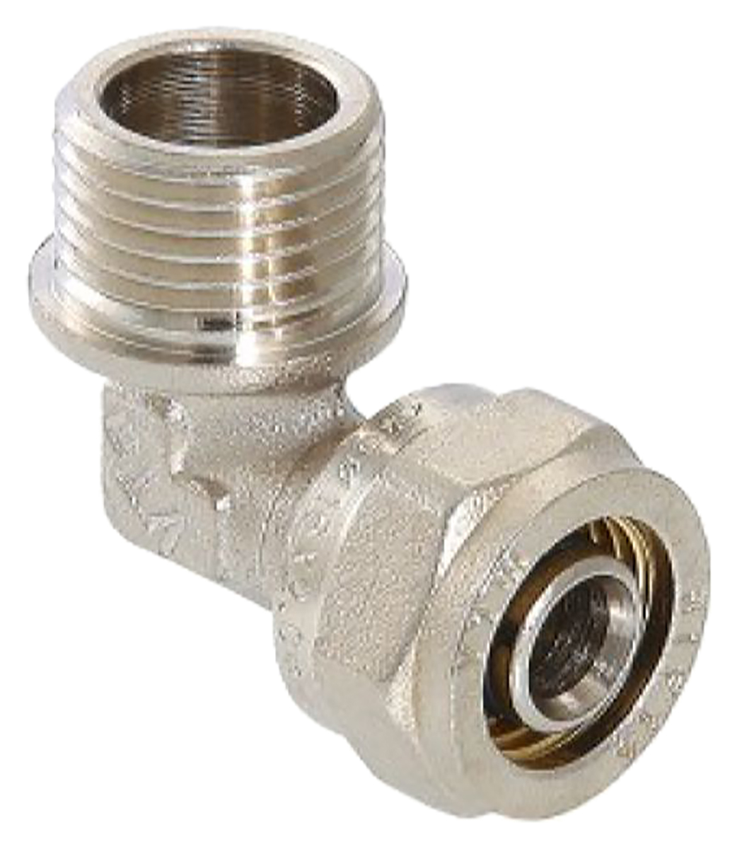 Изображение товара Угольник латунь никелированный VALTEC 3/4" х 26 мм для металлопластиковых труб