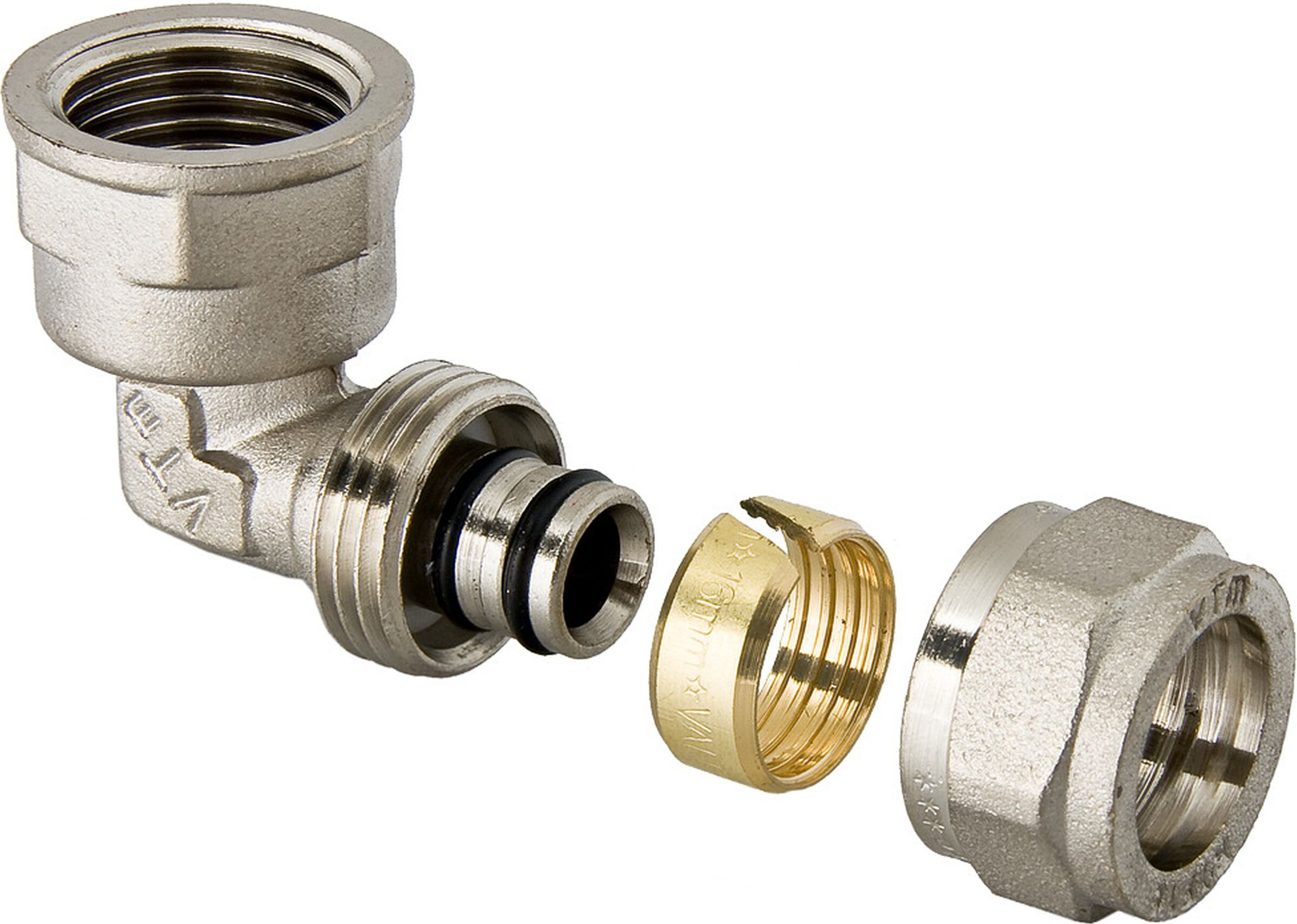Изображение товара Угольник латунь никелированный VALTEC 3/4" х26 см