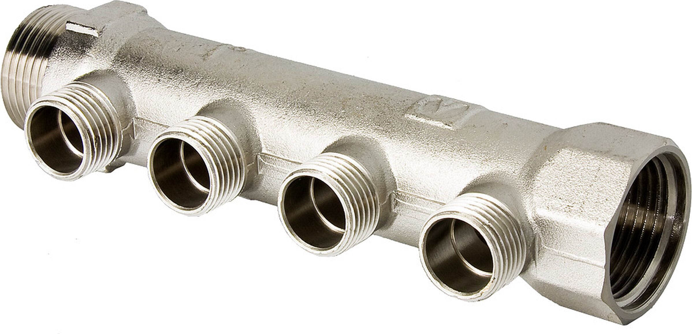 Изображение товара Коллектор латунь никелированная VALTEC 3/4" х 1/2" для отопления и водоснабжения