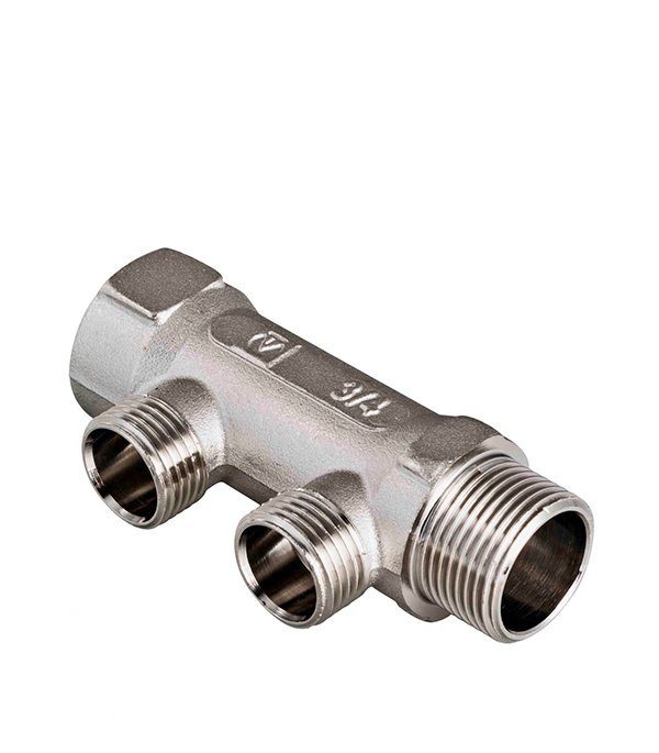 Изображение товара Латунный коллектор VALTEC VTc.500.N 3/4” х 1/2” на 2 выхода для отопления и водоснабжения