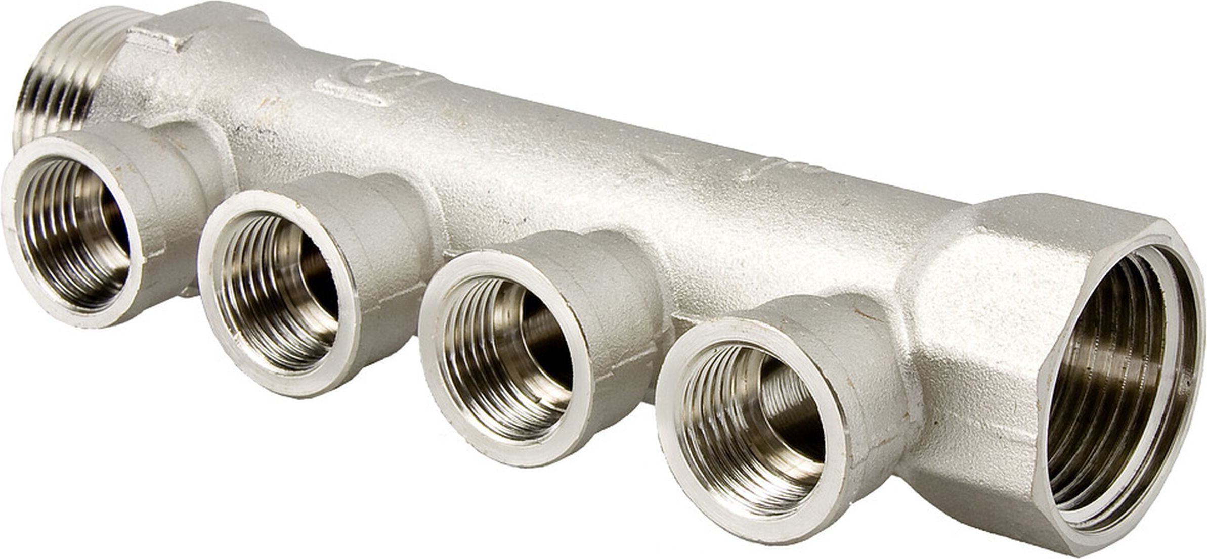 Изображение товара Коллектор латунь никелированная VALTEC 3/4"-1/2" на 4 выхода