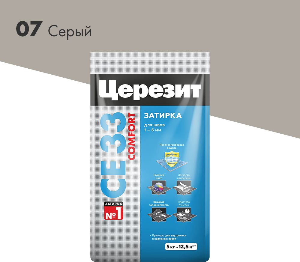 Изображение товара Затирка для швов цементная Церезит СЕ 33 Comfort серая 5 кг