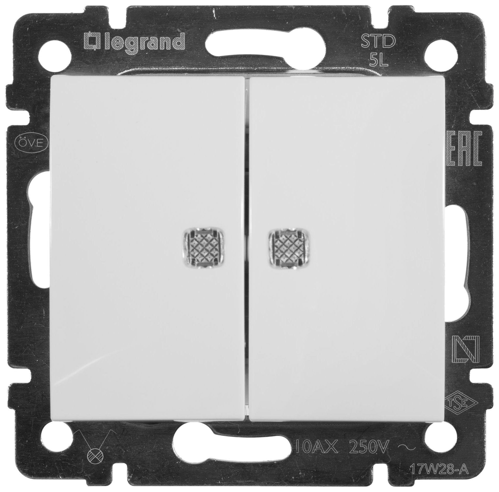 Изображение товара Выключатель 2-клавишный Legrand Valena 694290 белый IP20