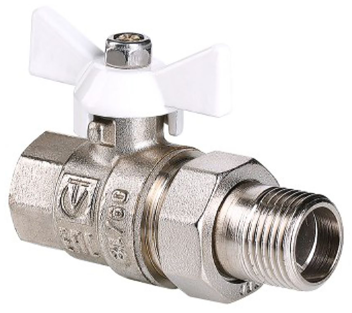 Изображение товара Кран шаровой латунный никелированный VALTEC BASE VT.227 3/4" для водопровода