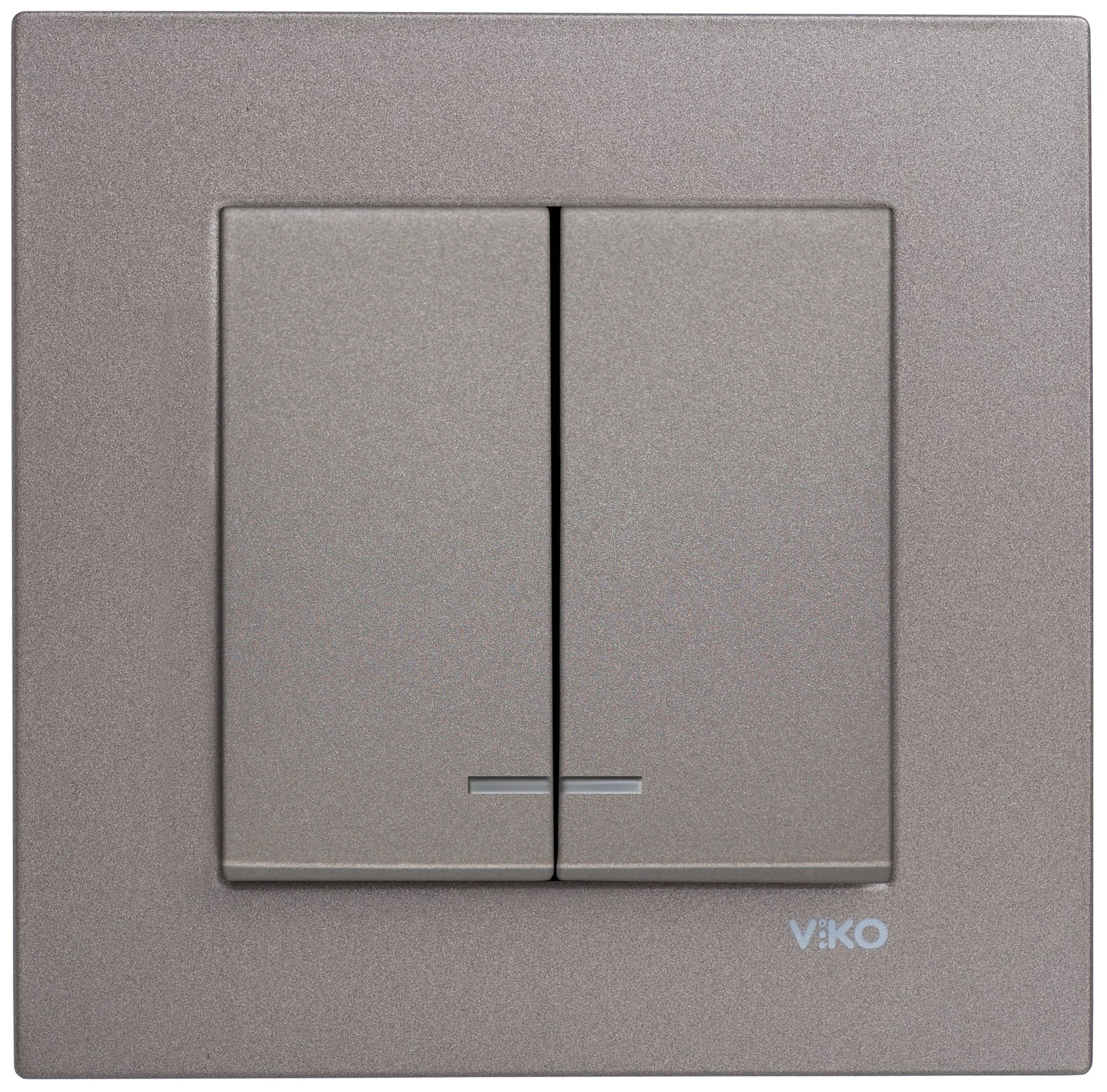 Изображение товара Выключатель 2-клавишный Viko Novella антрацит