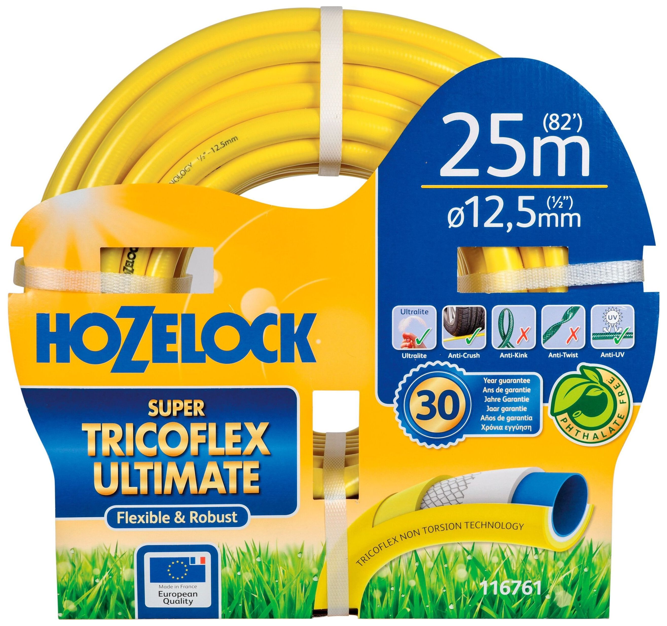 Изображение товара Шланг для полива HOZELOCK Super Tricoflex 1/2 дюйма 25 м - армированный, устойчивый к ультрафиолету