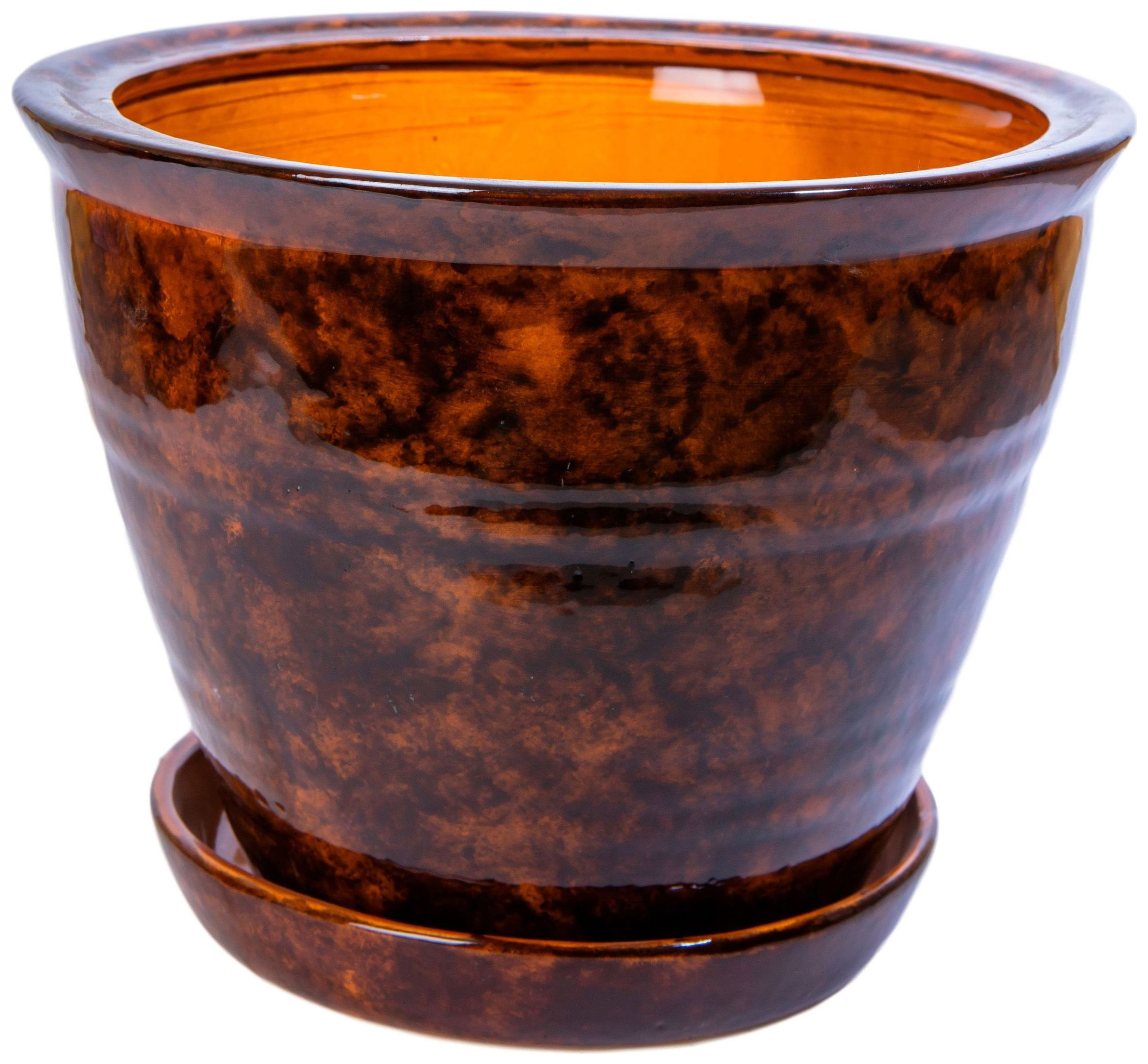 Изображение товара Горшок керамический №11 d25 см коричневый имитация мрамора