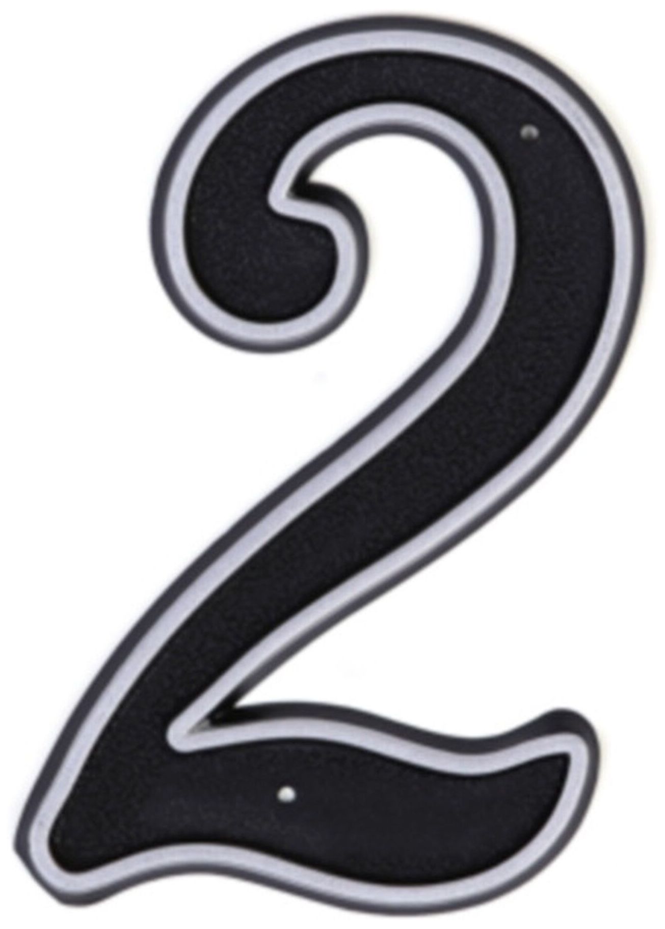 Изображение товара Цифра 2 Larvij 150х80 мм пластиковая для дверей, черный и серебристый дизайн