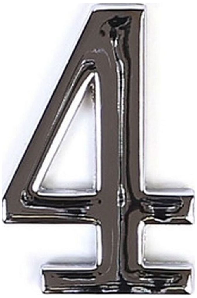 Изображение товара Цифра 4 самоклеящаяся Larvij 45х30 мм из цинка с хромом