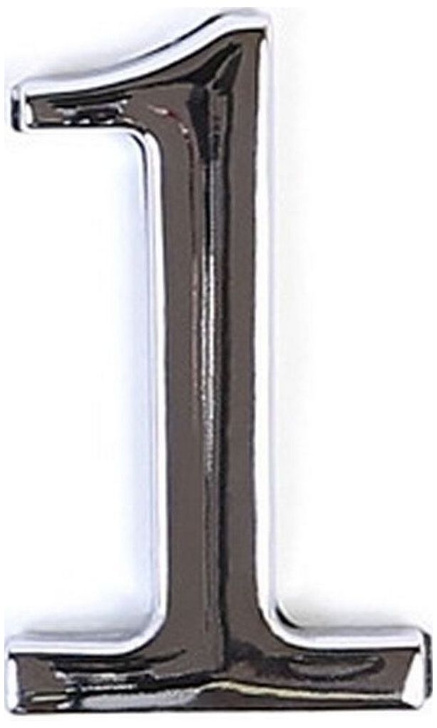 Изображение товара Цифра 1 самоклеящаяся Larvij 45х30 мм цинк хром для входных дверей