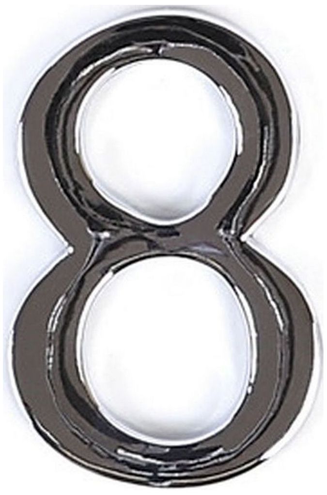 Изображение товара Цифра 8 самоклеящаяся Larvij 45х30 мм цинк хром для интерьера и входных дверей