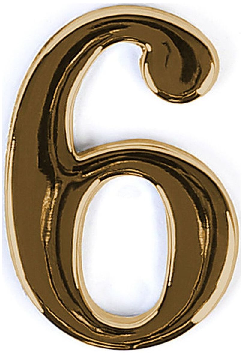 Изображение товара Цифра 6 самоклеящаяся Larvij 45х30 мм из цинка золотистая
