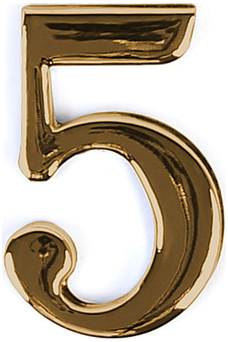 Изображение товара Самоклеящаяся цифра 5 из цинка золото 45х30 мм Larvij