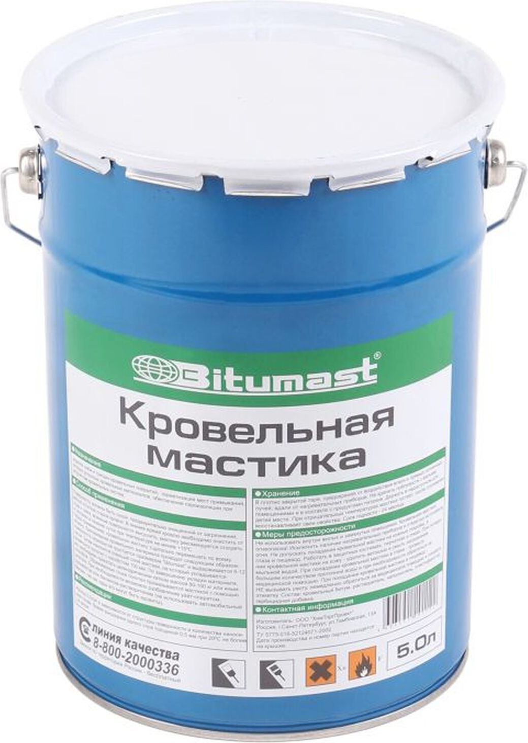 Изображение товара Мастика битумная Bitumast 5 л для кровли герметизация и защита кровельных покрытий