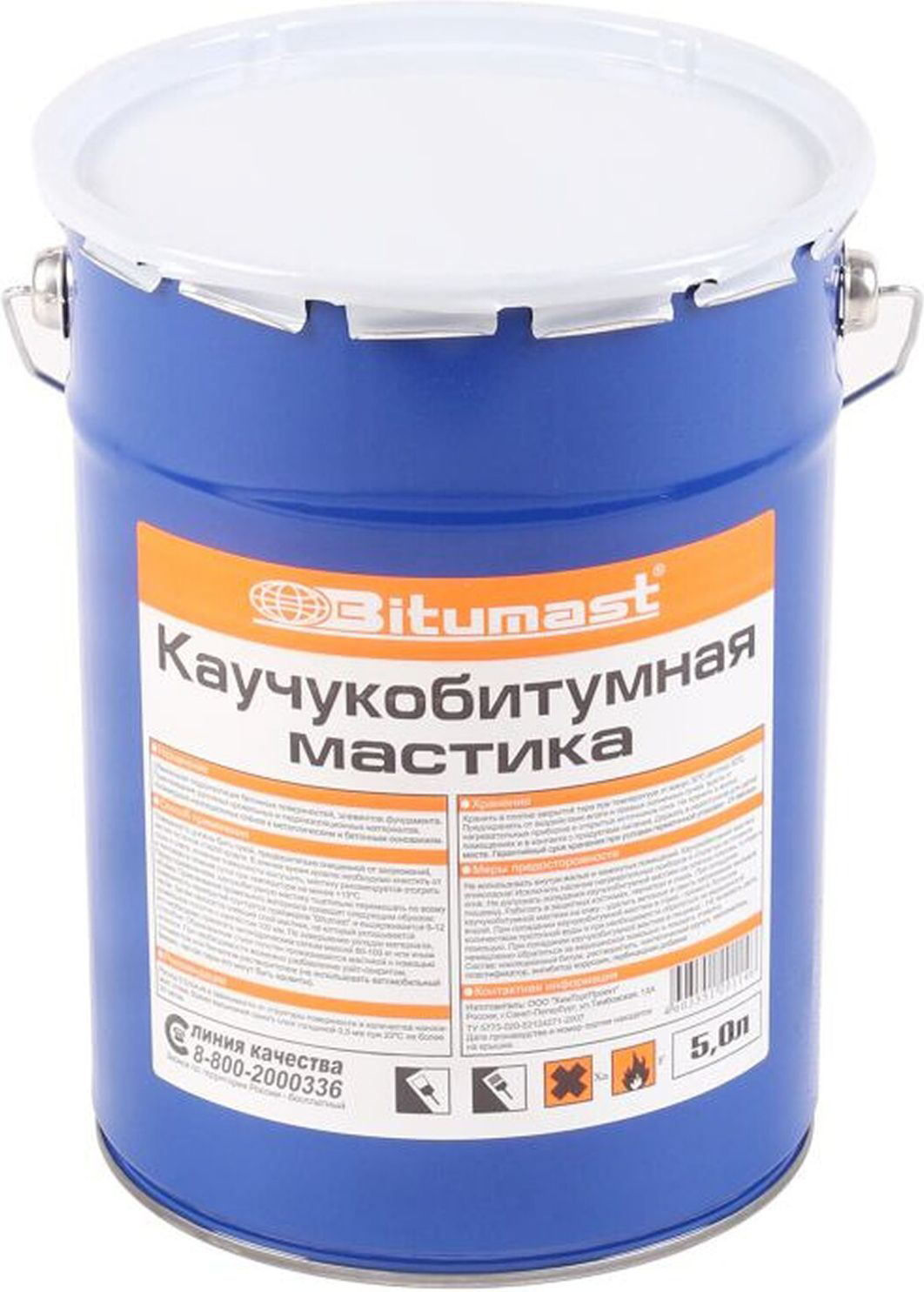 Изображение товара Битумно-каучуковая мастика Bitumast 5 л для гидроизоляции и приклеивания