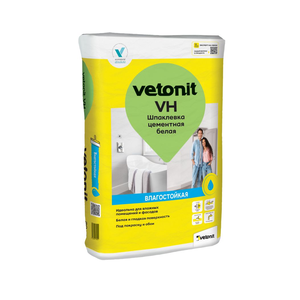 Изображение товара Шпаклевка влагостойкая цементная Vetonit VH 20 кг