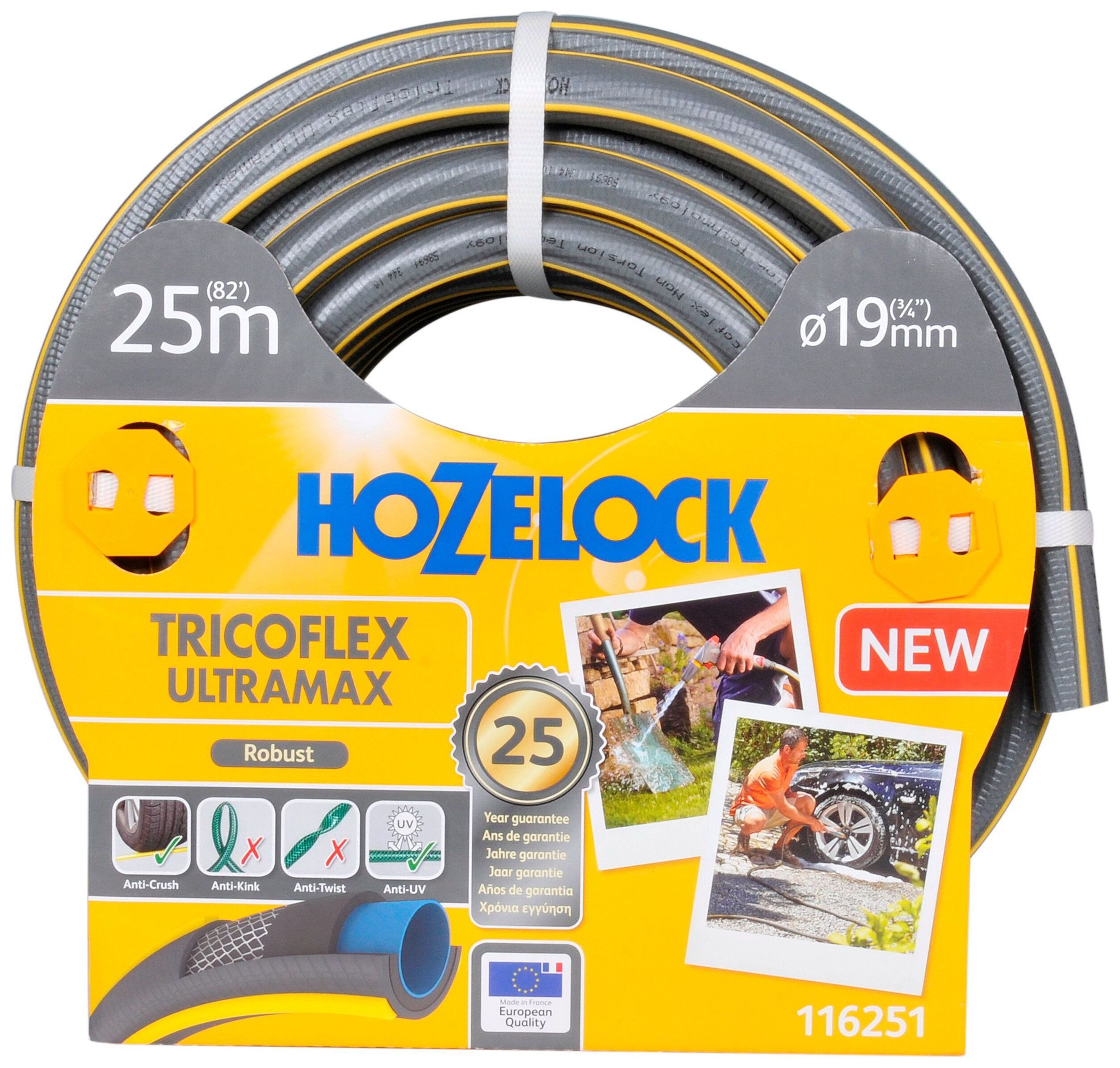 Изображение товара Шланг для полива HOZELOCK Tricoflex Ultramax 3/4 дюйма 25 м износостойкий и гибкий