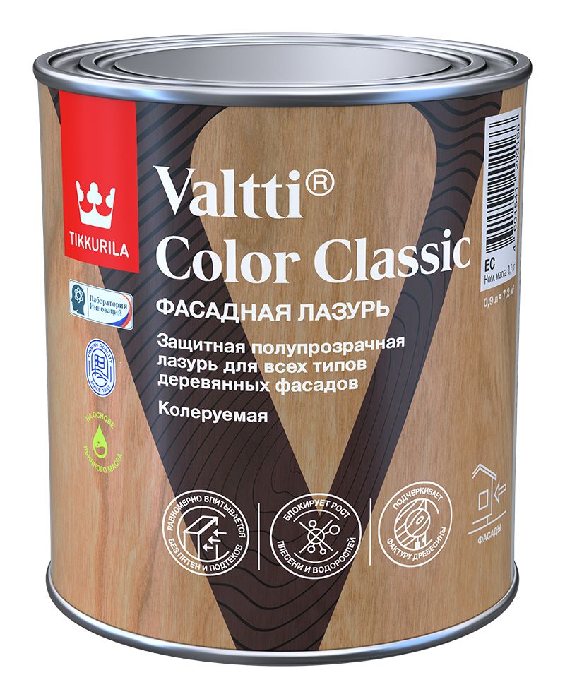 Изображение товара Антисептик Tikkurila Valtti Color 0,9 л матовый для наружных деревянных конструкций