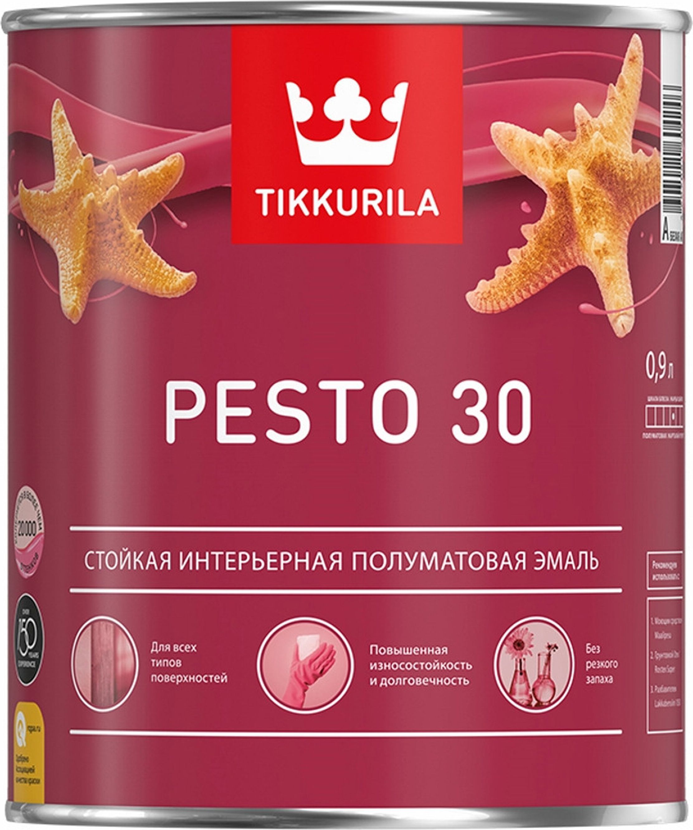 Изображение товара Эмаль интерьерная Tikkurila/Tikkivala PESTO 30 база A 0,9 л