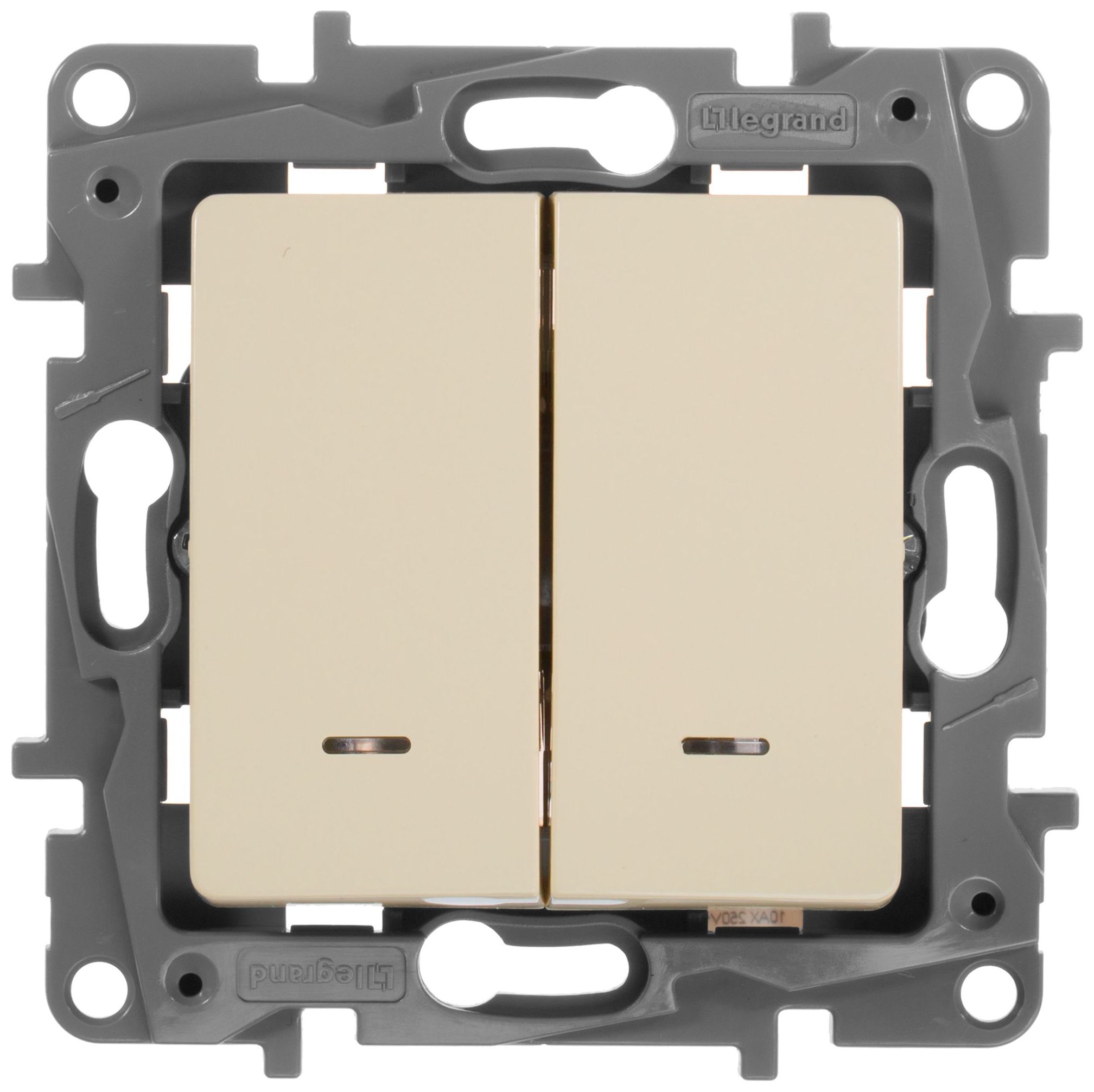 Изображение товара Выключатель 2-клавишный Legrand Etika слоновая кость с подсветкой