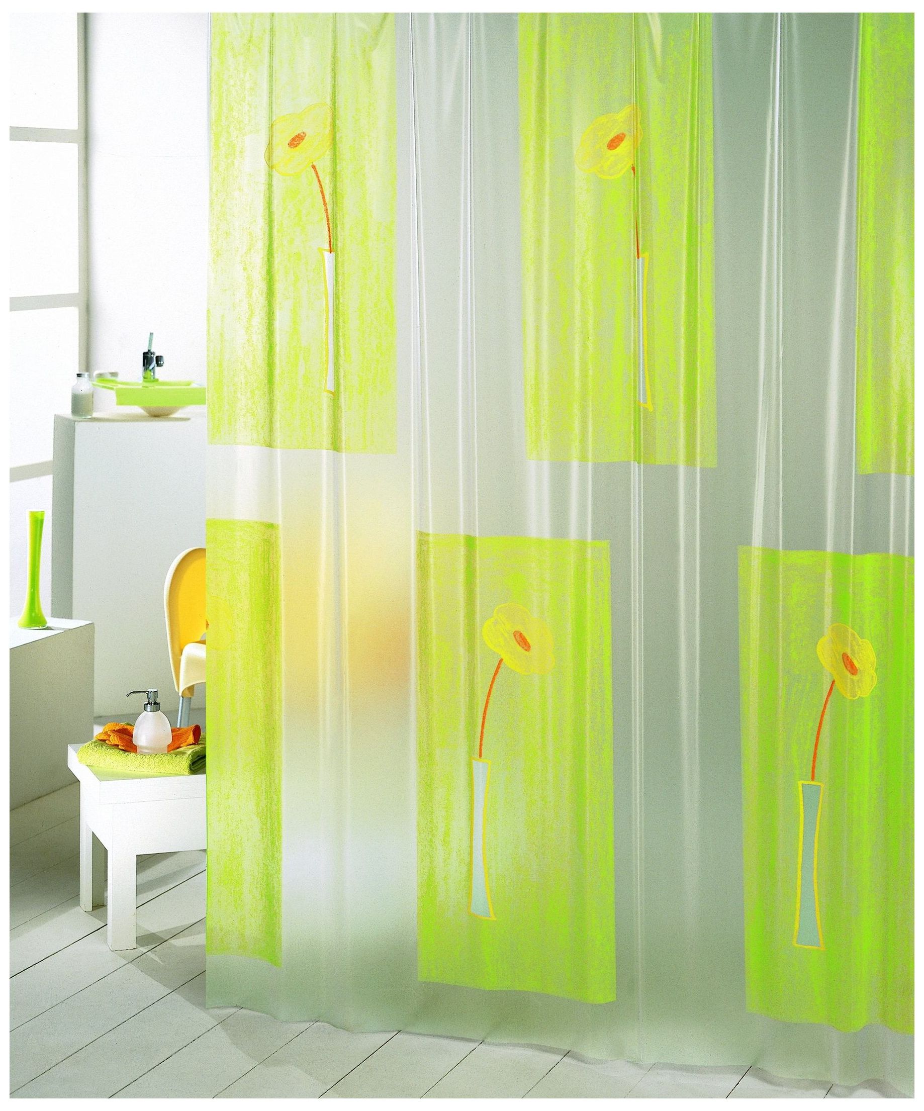 Изображение товара Штора для ванны Bacchetta Steli 180х200 см зеленая с кольцами