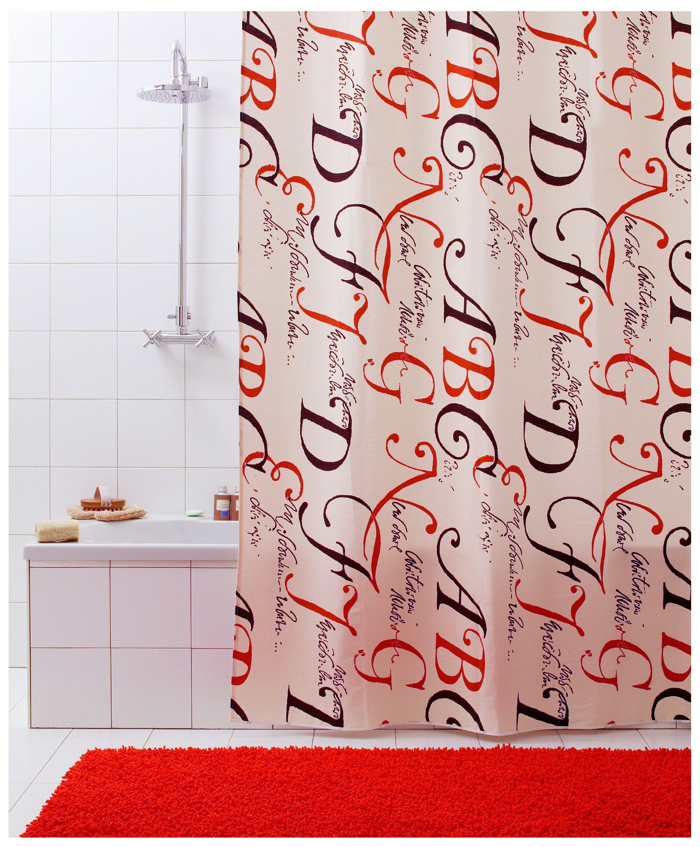 Изображение товара Штора для ванны Bacchetta Lettere 180x200 см многоцветная стильная