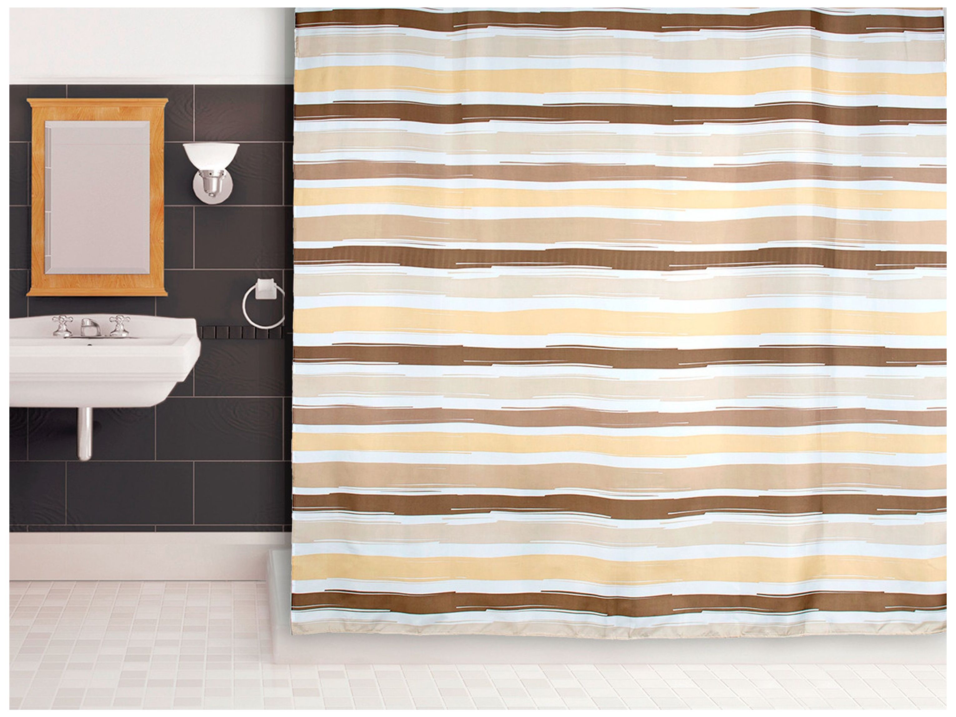 Изображение товара Современная бежевый штор для ванны Verran Plana 180x180 см легкая водоотталкивающая