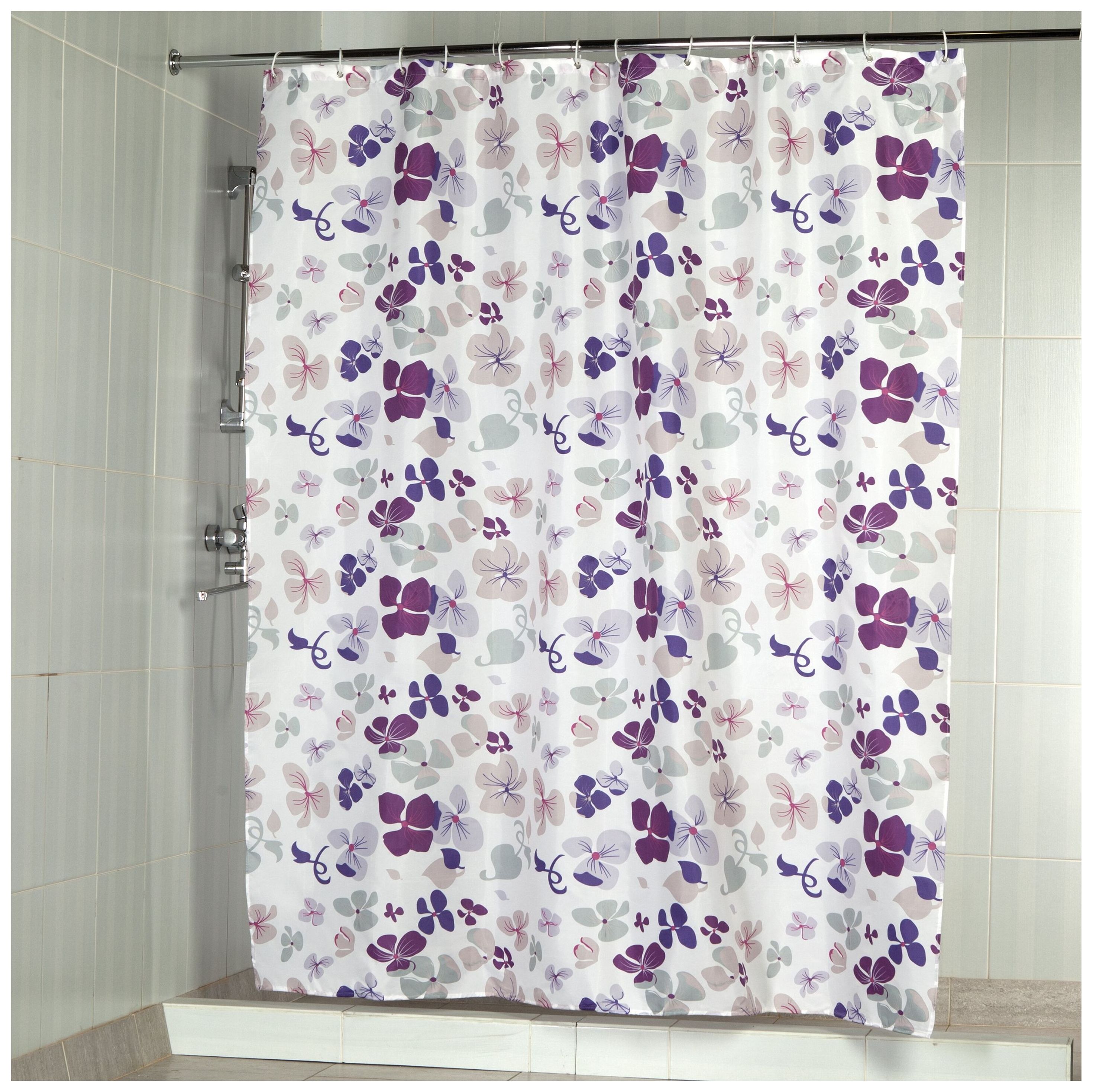 Изображение товара Штора для ванны Aquarelle 180х200 см розовая с орхидеями водоотталкивающая