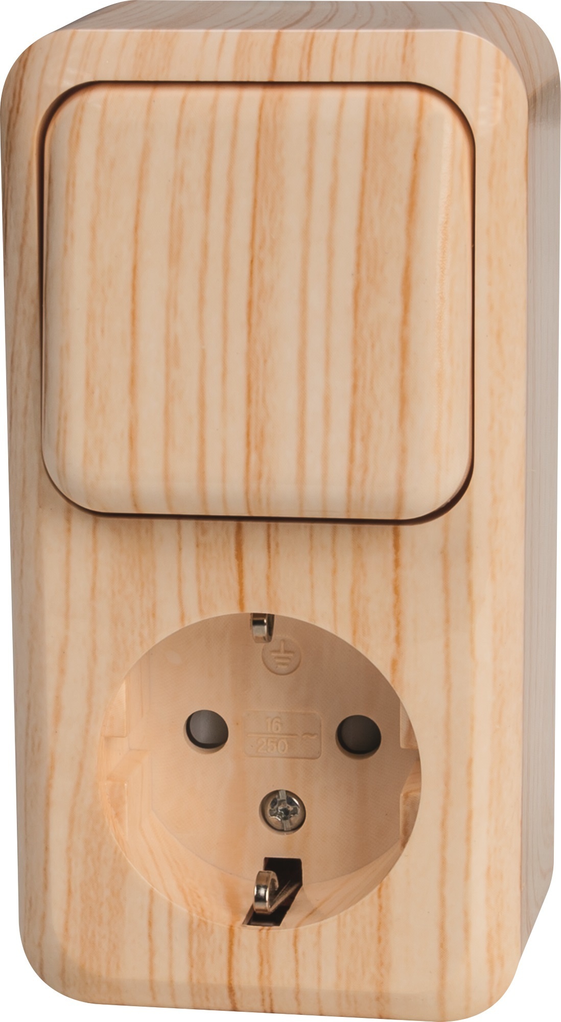 Изображение товара Комбинированный блок 2 поста 1 клавиша OBI дуб коричневый накладной