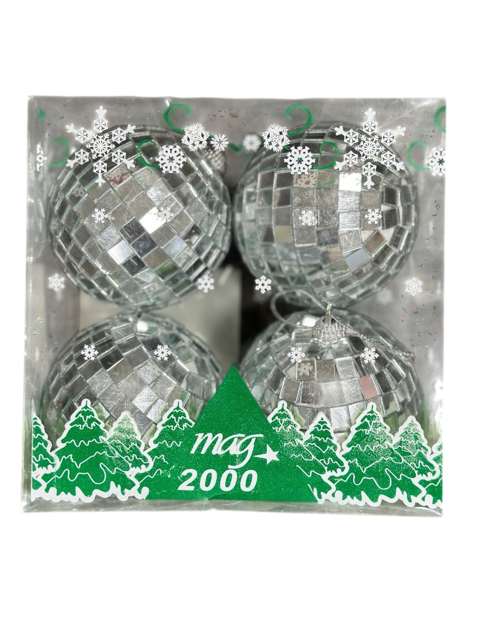 Изображение товара Набор ёлочных украшений Шар Диско 4 шт зеркальные новогодние елочные игрушки