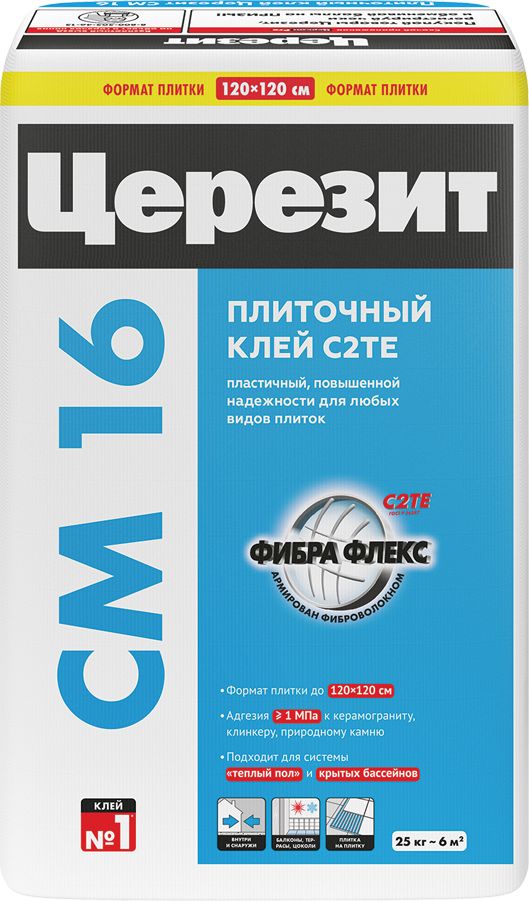 Изображение товара Плиточный клей цементный Церезит CM16 25 кг надежное решение для облицовки