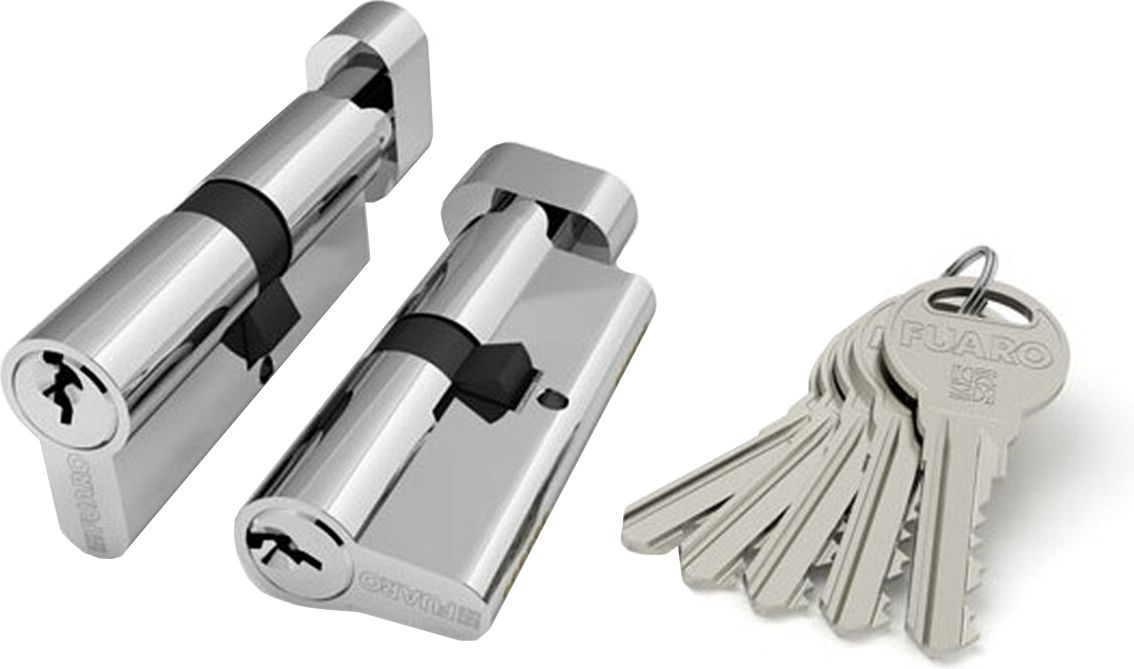 Изображение товара Цилиндр FUARO R302/60 мм (25/10/25 мм) ключ/вертушка хром