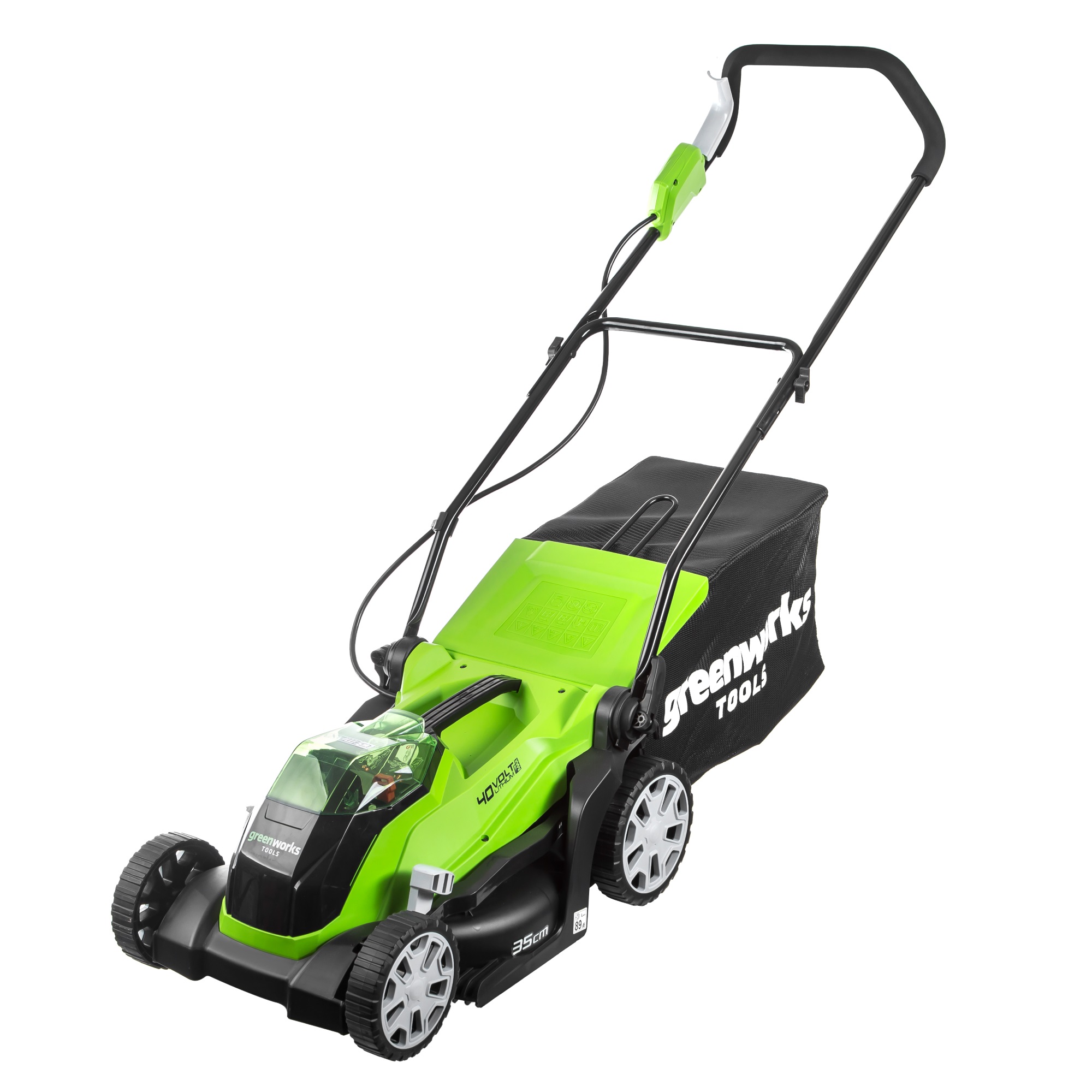 Изображение товара Газонокосилка аккумуляторная Greenworks G-MAX G40LM35K2 40В 35 см 2 А·ч + АКБ и ЗУ