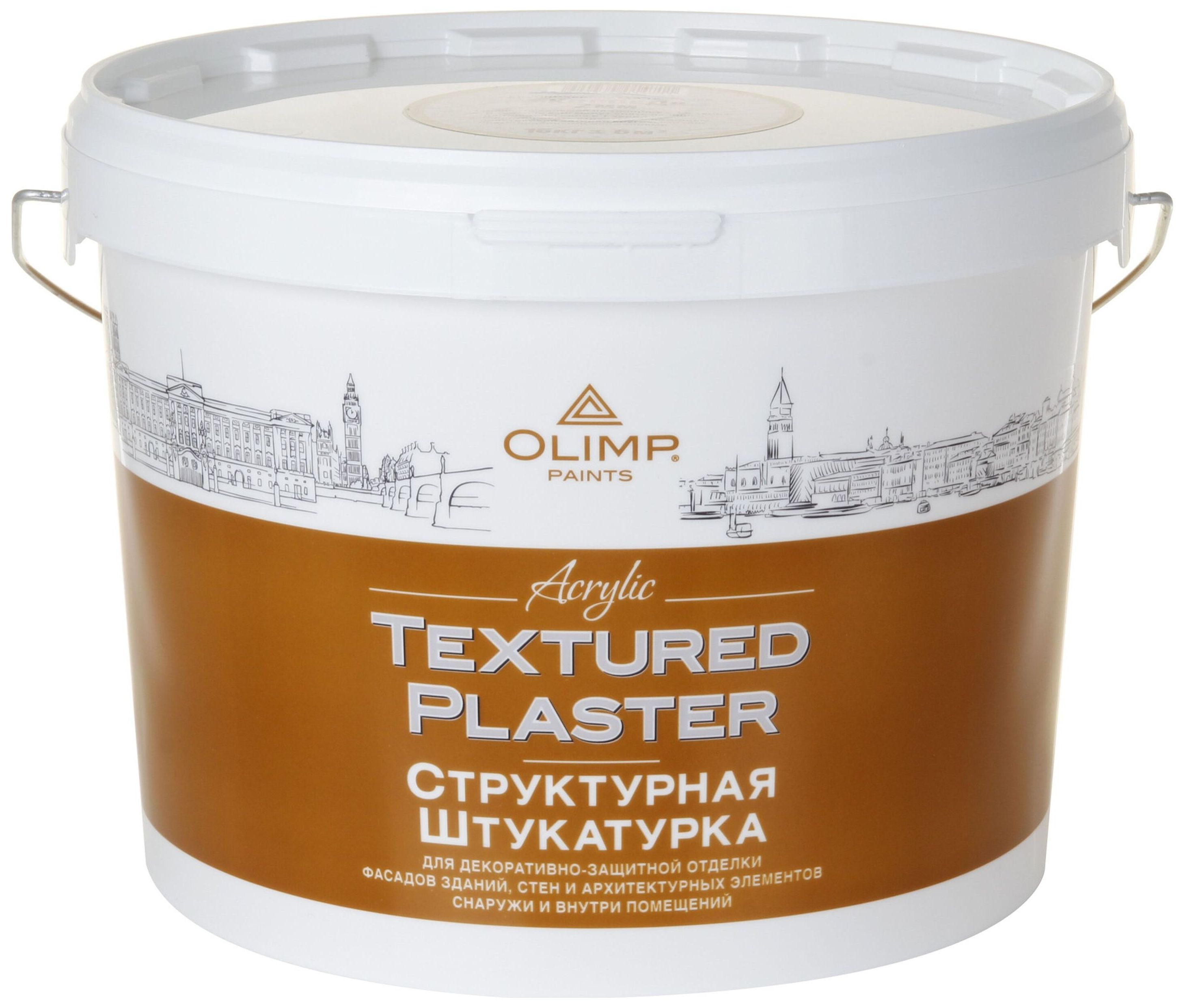 Изображение товара Декоративная штукатурка OLIMP Короед белая 16 кг акриловая для внутренней и наружной отделки