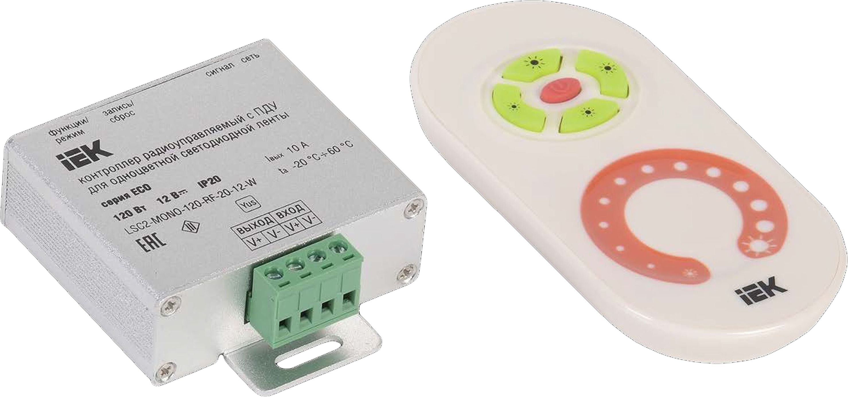 Изображение товара Контроллер для светодиодной ленты IEK LSC1-MONO-120-RF-20-12-W 120 Вт 12 В IP20