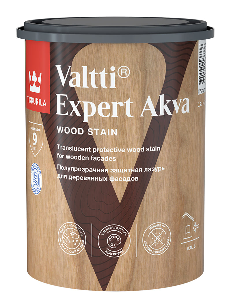 Изображение товара Лазурь антисептическая Tikkurila Valtti Expert Akva бесцветная 0,9 л полуматовая