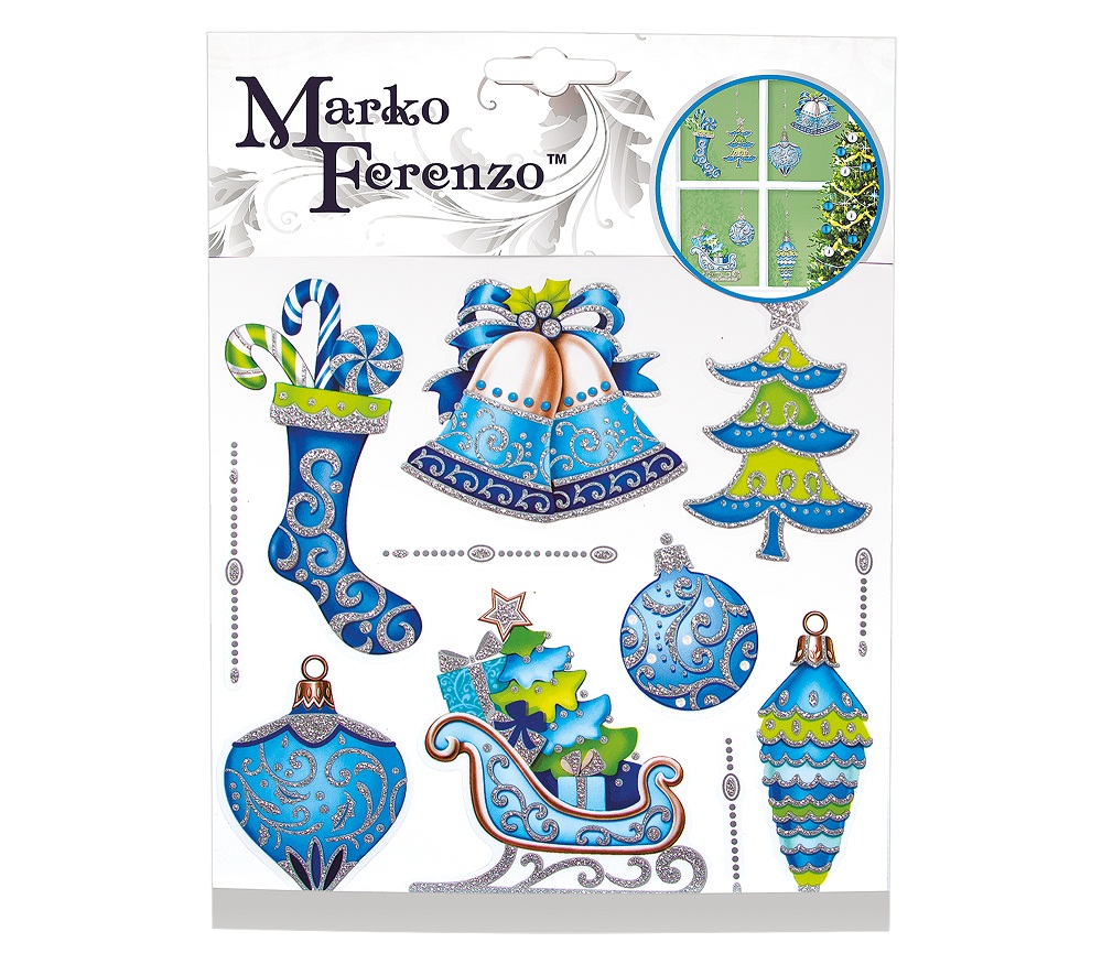 Изображение товара Наклейка новогодняя Украшения 24x19 см праздничный декор