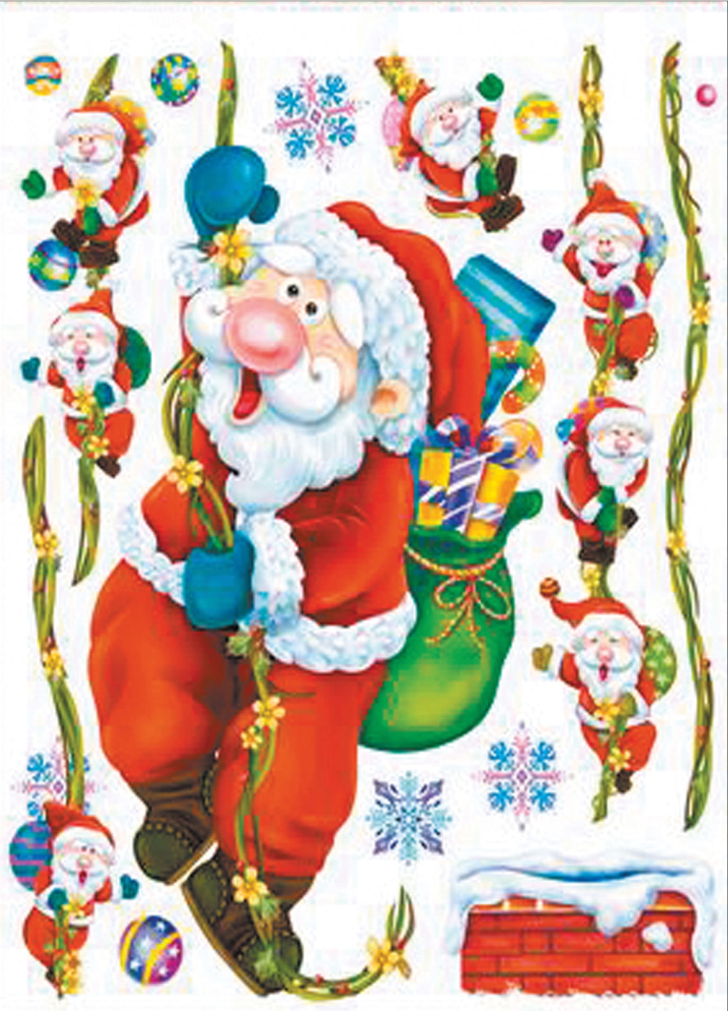 Изображение товара Новогодняя наклейка герои 42х30 см для праздничного оформления интерьера