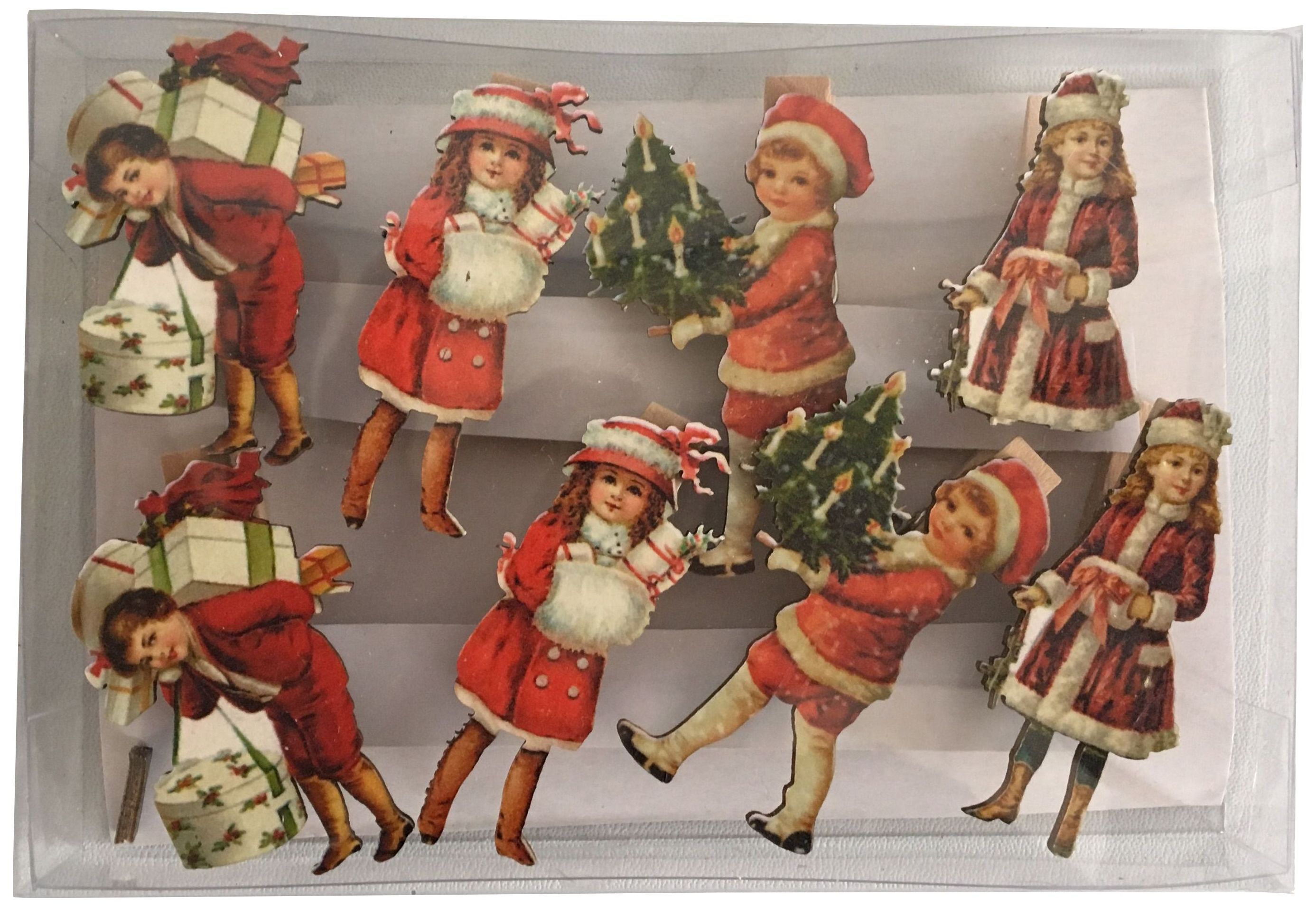 Изображение товара Набор елочных игрушек Мальчики и девочки на прищепке 12х10 см 8 шт