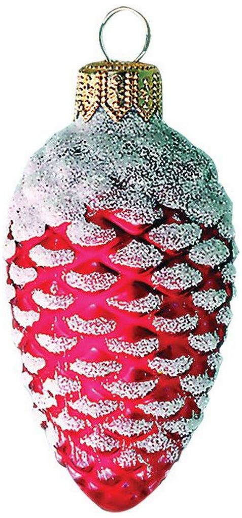 Изображение товара Ёлочная игрушка Шишка в снегу 9 см стеклянная праздничная новогодняя подвеска